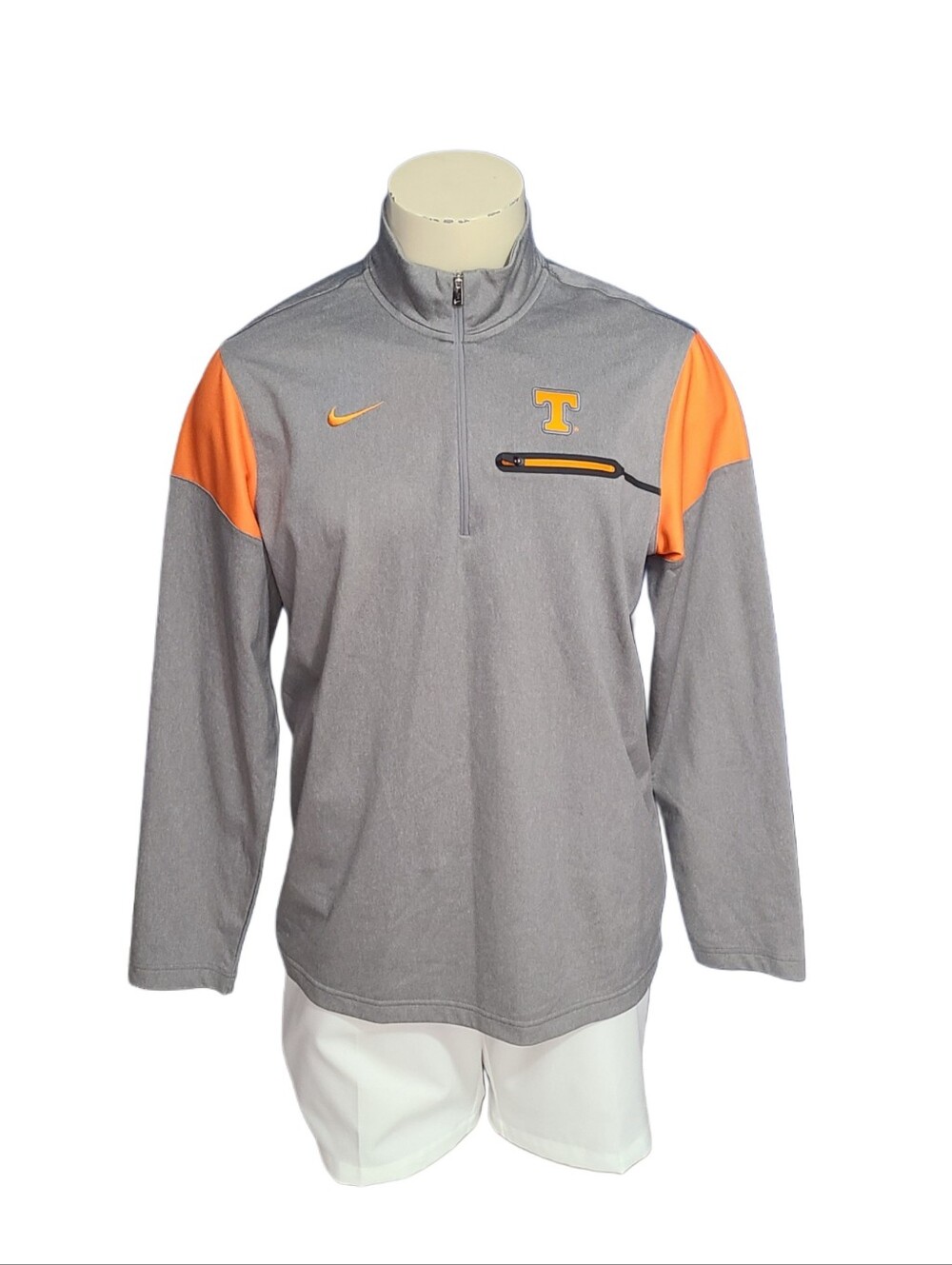 Nike Dri-Fit Tennessee Volunteers Grey Orange Quarter Zip Pullover Size Large